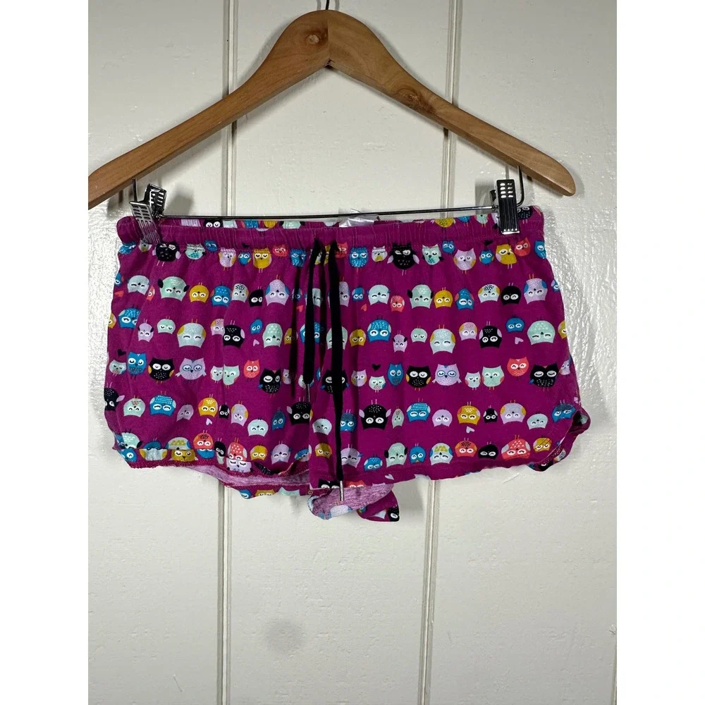 Secret Treasures Pajama Shorts Womens S Purple Lolita Owl Print Cotton TZ3954TBJ